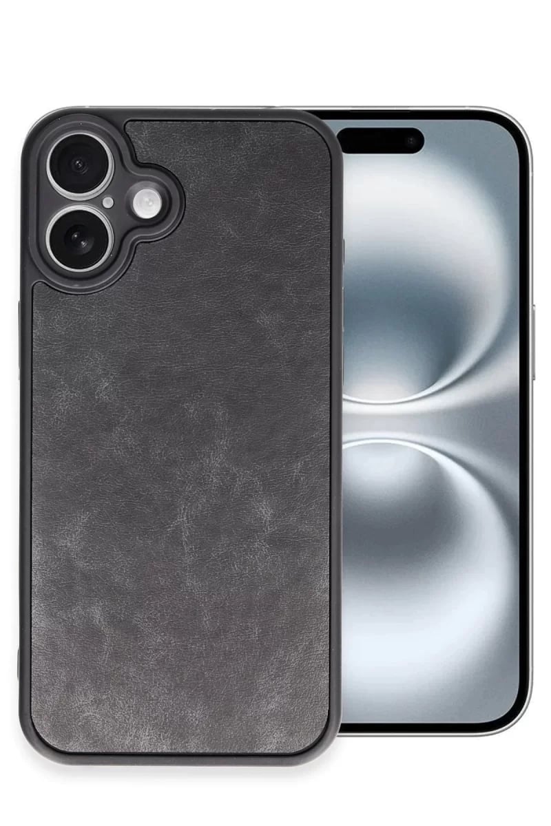 Apple iPhone 16 Plus Kılıf Aras Deri Kapak - Siyah