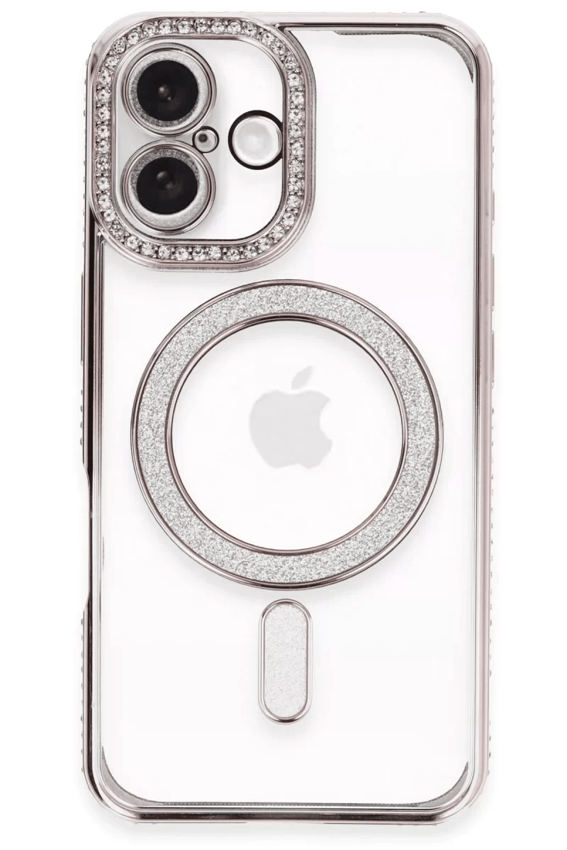Apple iPhone 16 Plus Kılıf Joke Simli Magneticsafe Kılıf - Pembe