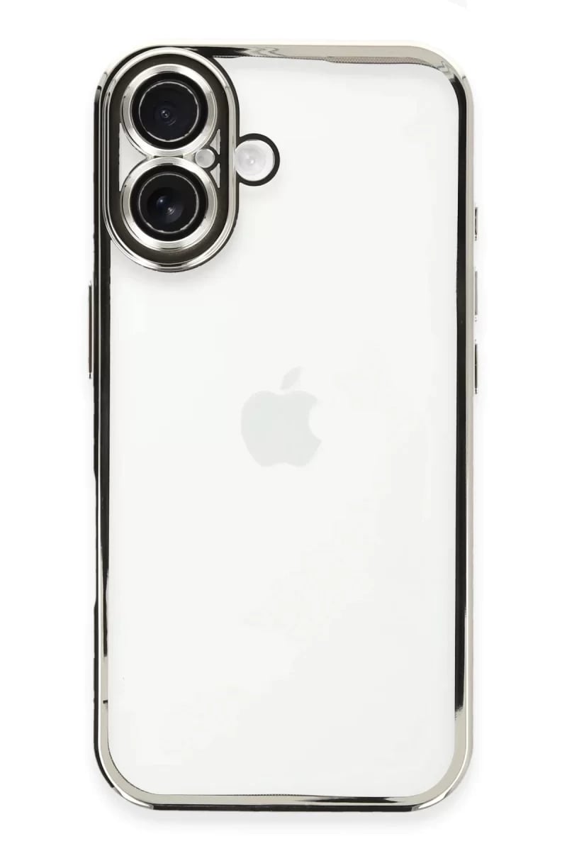 Apple iPhone 16 Plus Kılıf Lensli Silikon - Gümüş