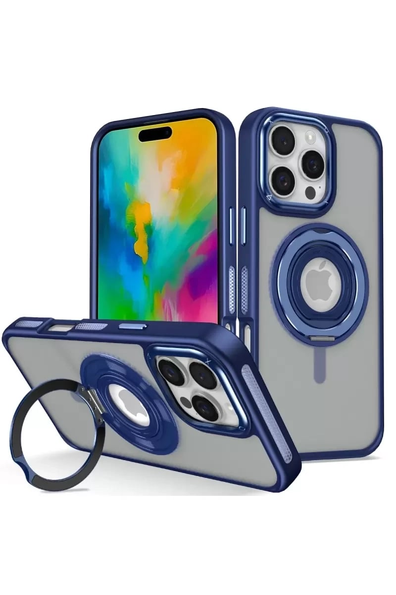 Apple iPhone 16 Pro Banza Magsafe Standlı Kapak - Lacivert