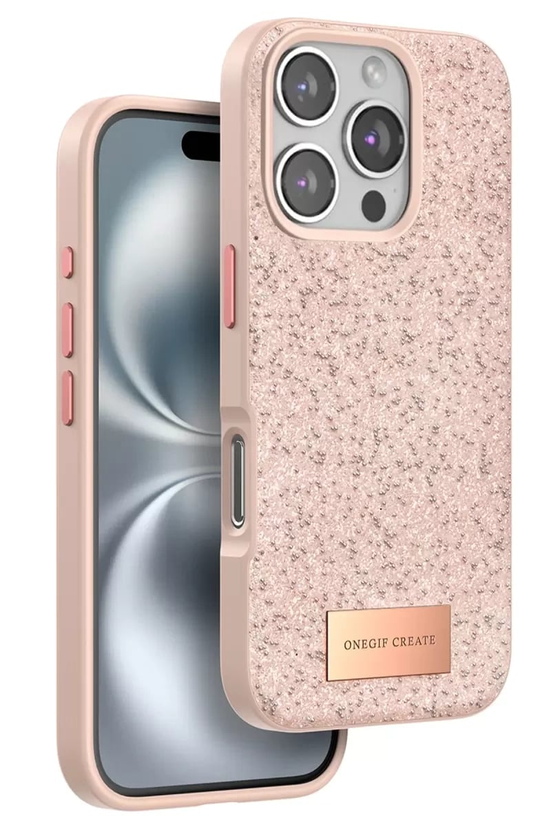Apple iPhone 16 Pro Bright Simli Kapak - Pembe