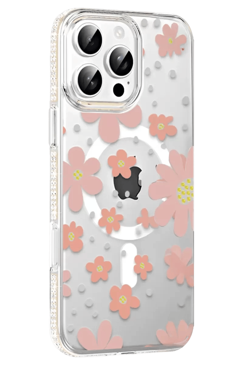 Apple iPhone 16 Pro Floral Magsafe Kapak - Pembe