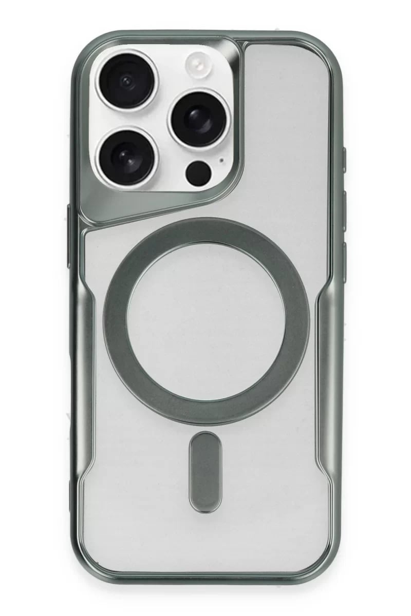 Apple iPhone 16 Pro Kılıf Boyi Magsafe Silikon Kapak - Yeşil