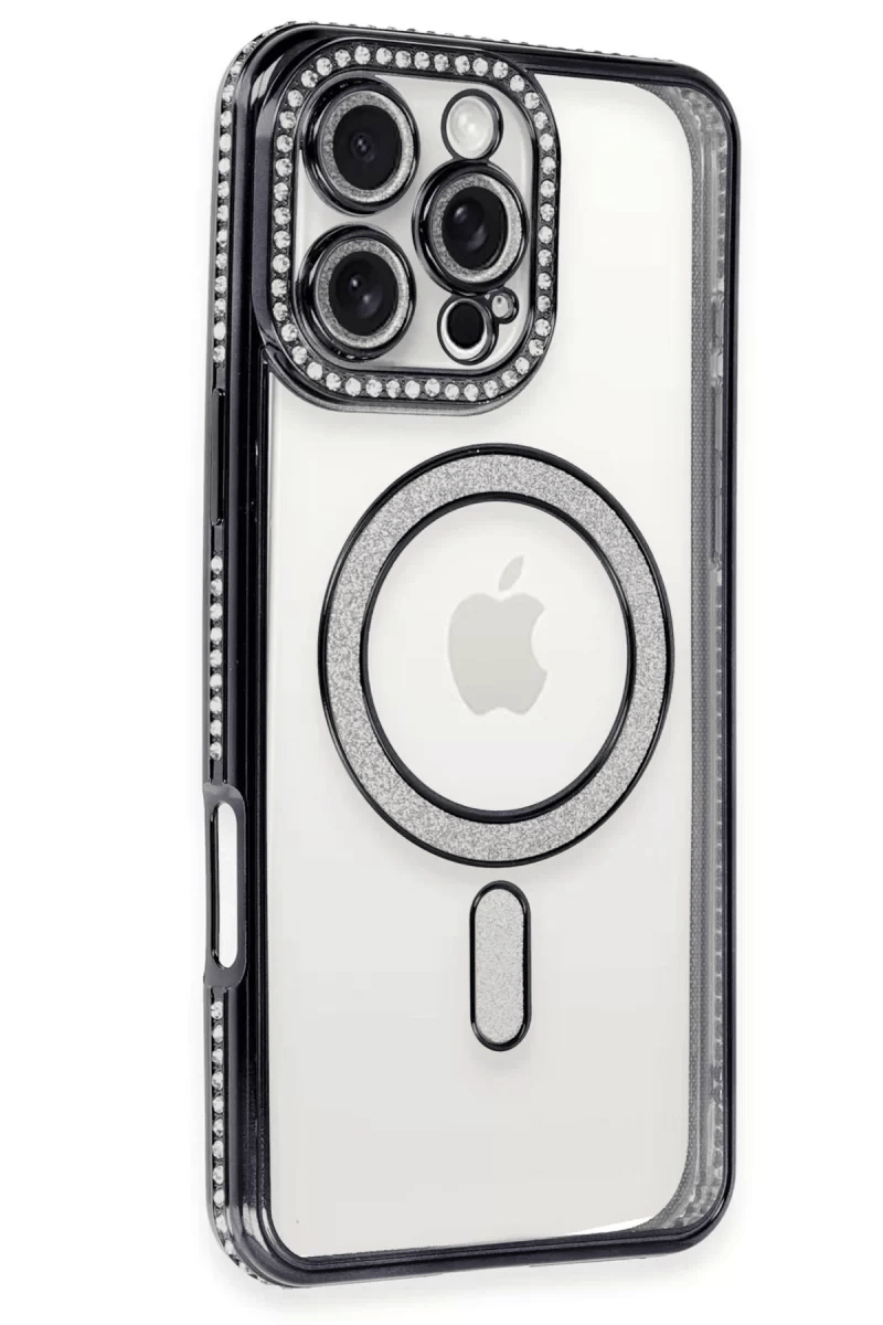 Apple iPhone 16 Pro Kılıf Joke Simli Magneticsafe Kılıf - Siyah