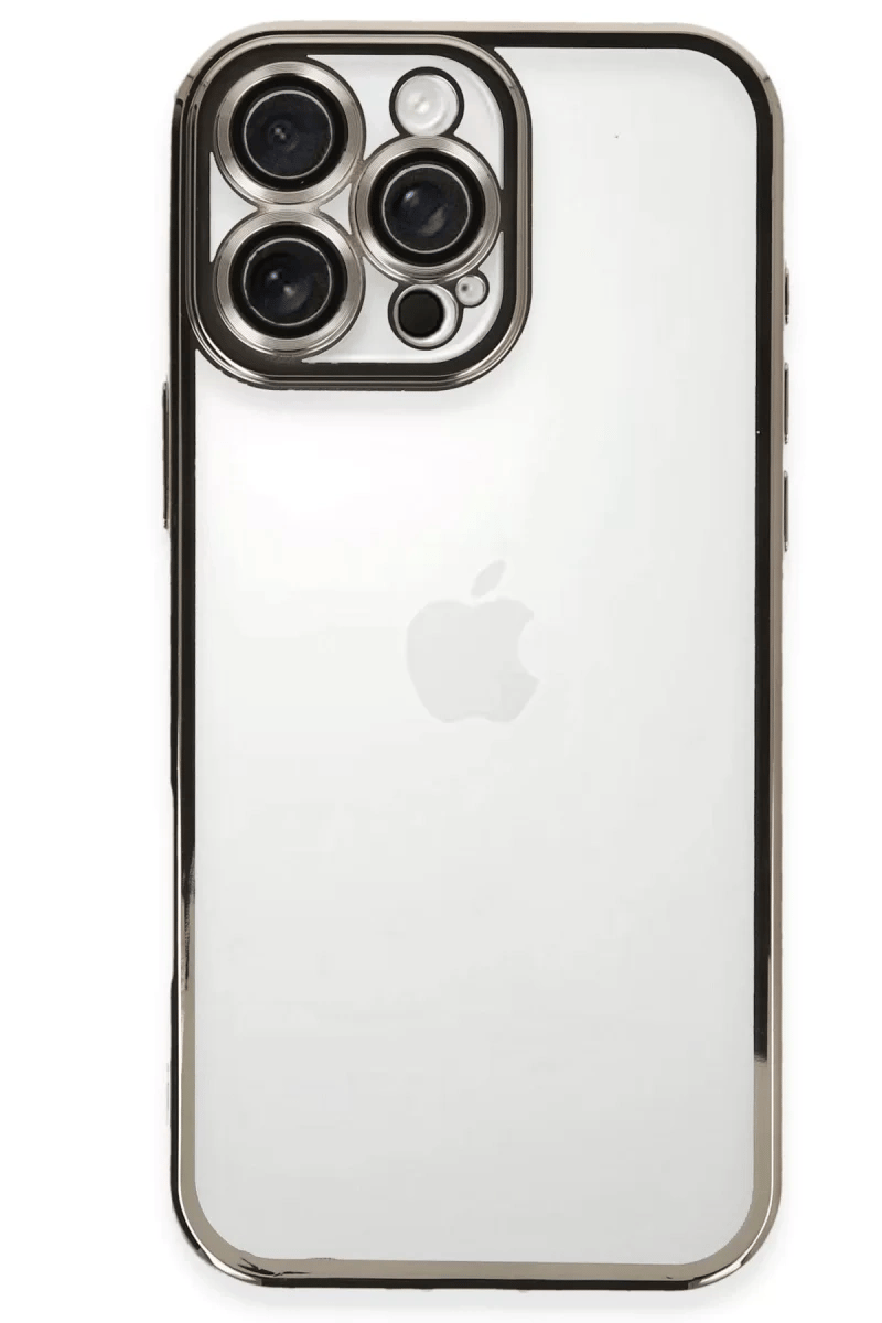 Apple iPhone 16 Pro Kılıf Lensli Silikon - Titanyum Gri