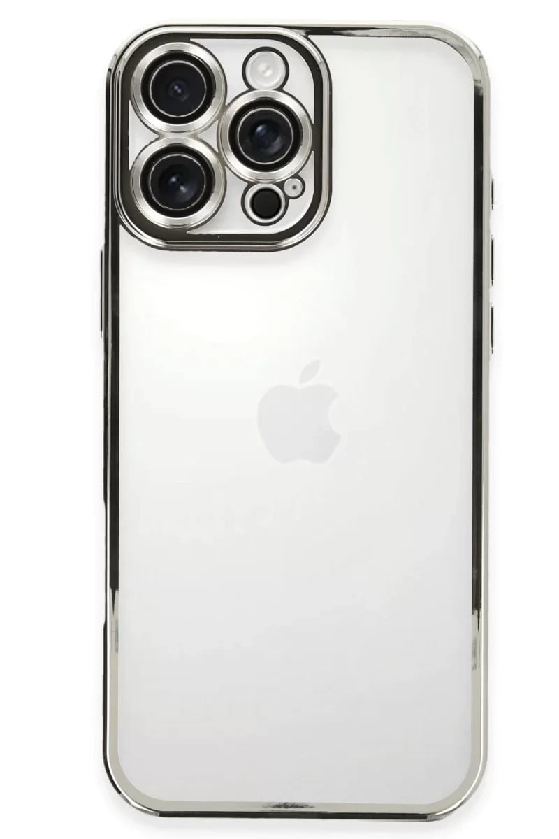 Apple iPhone 16 Pro Kılıf Lensli Silikon - Gümüş