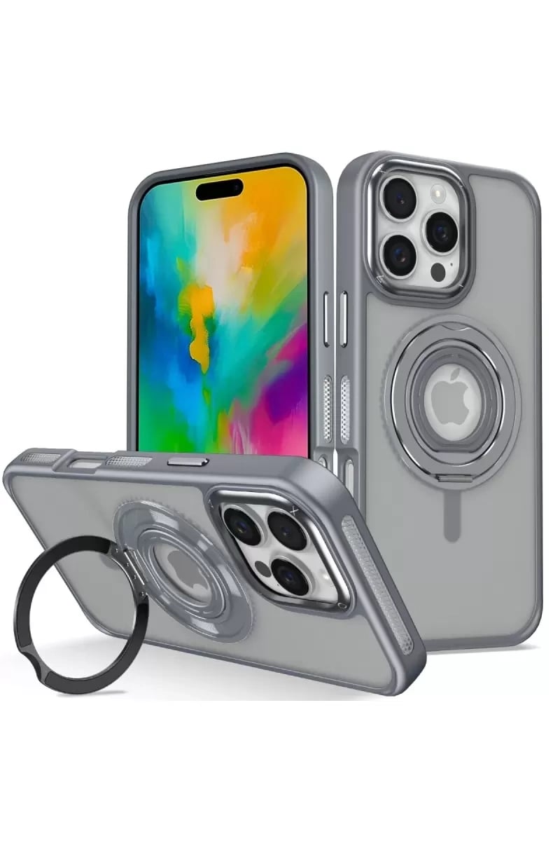 Apple iPhone 16 Pro Max Banza Magsafe Standlı Kapak - Titan Gri
