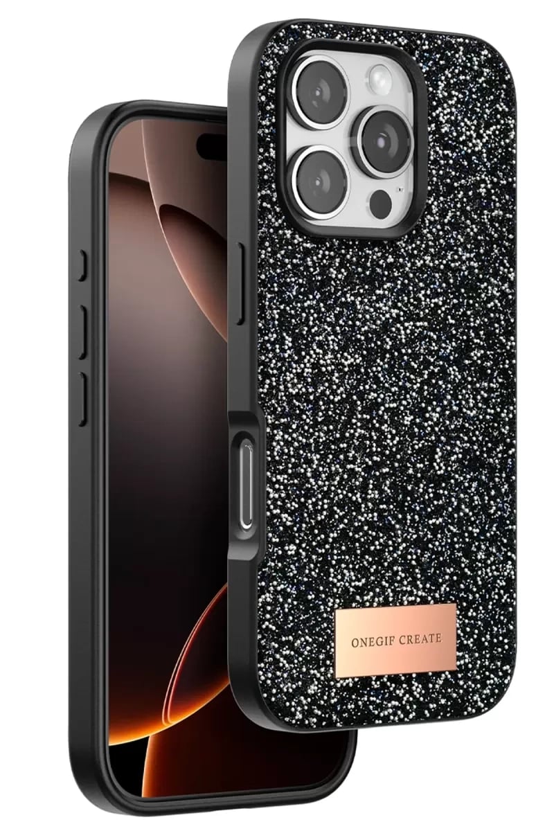 Apple iPhone 16 Pro Max Bright Simli Kapak - Siyah