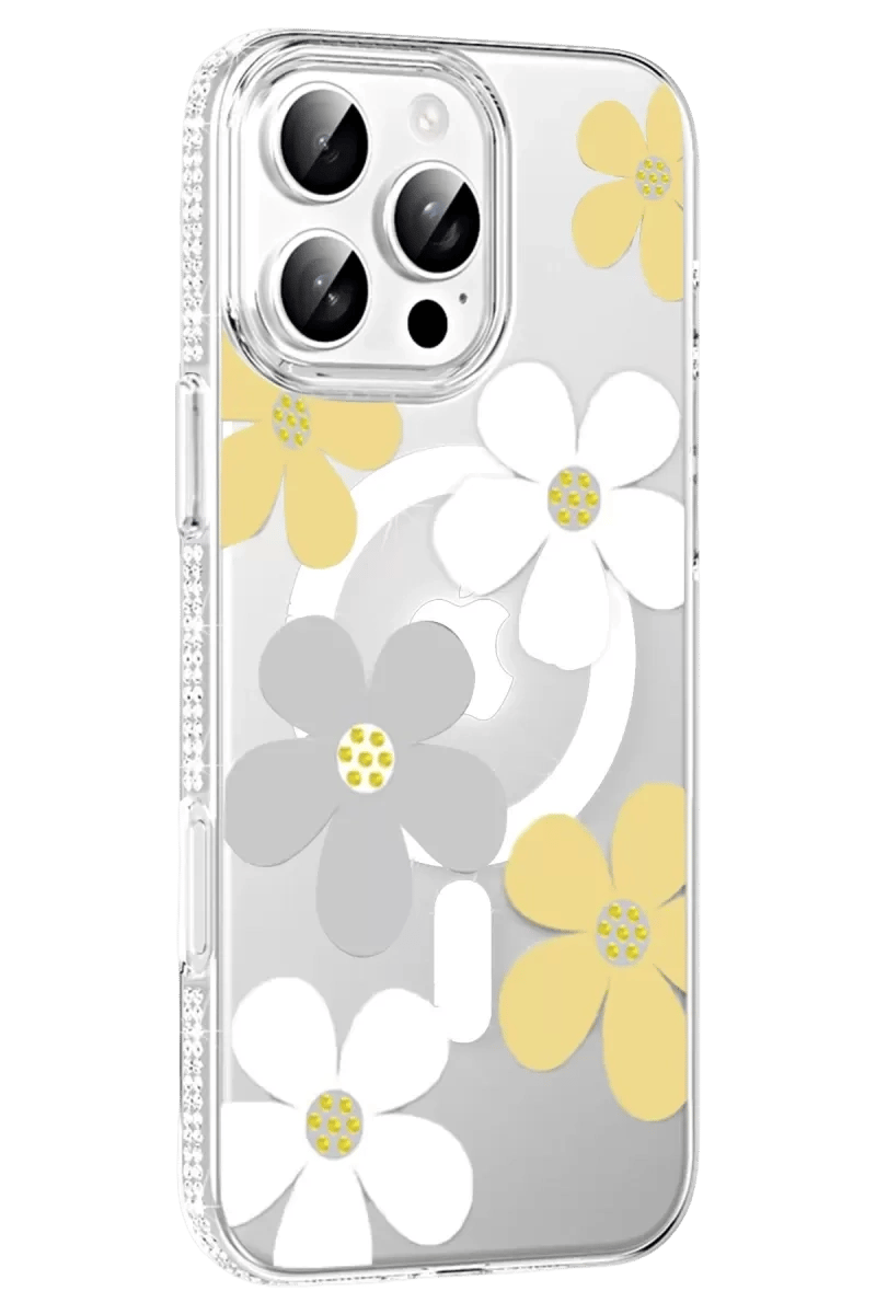 Apple iPhone 16 Pro Max Floral Magsafe Kapak - Sarı