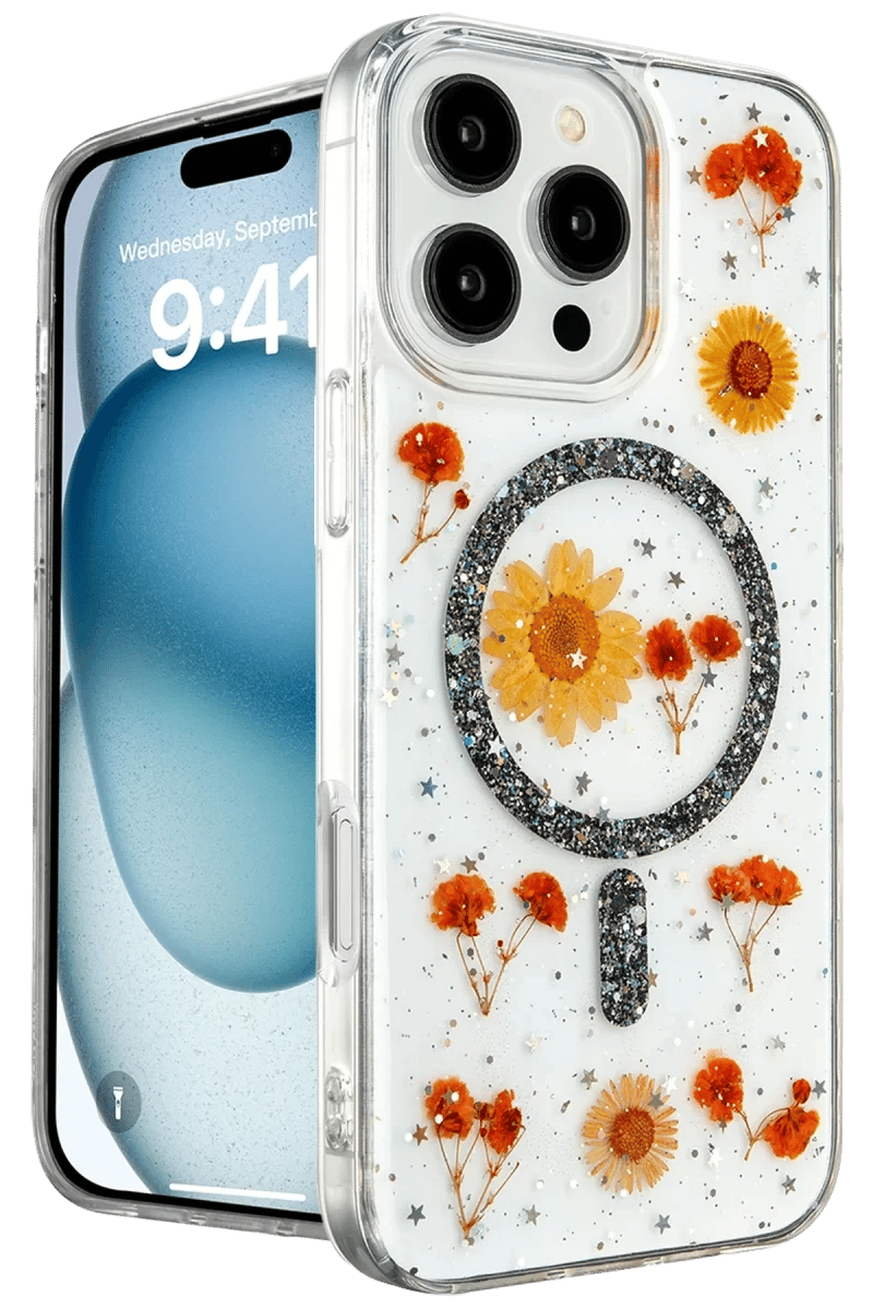 Apple iPhone 16 Pro Max Kılıf Daisy Simli Magsafe Kapak - Siyah