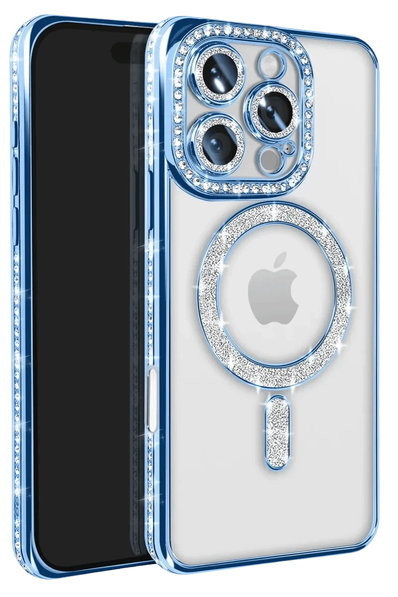 Apple iPhone 16 Pro Max Kılıf Joke Simli Magneticsafe Kılıf - Mavi