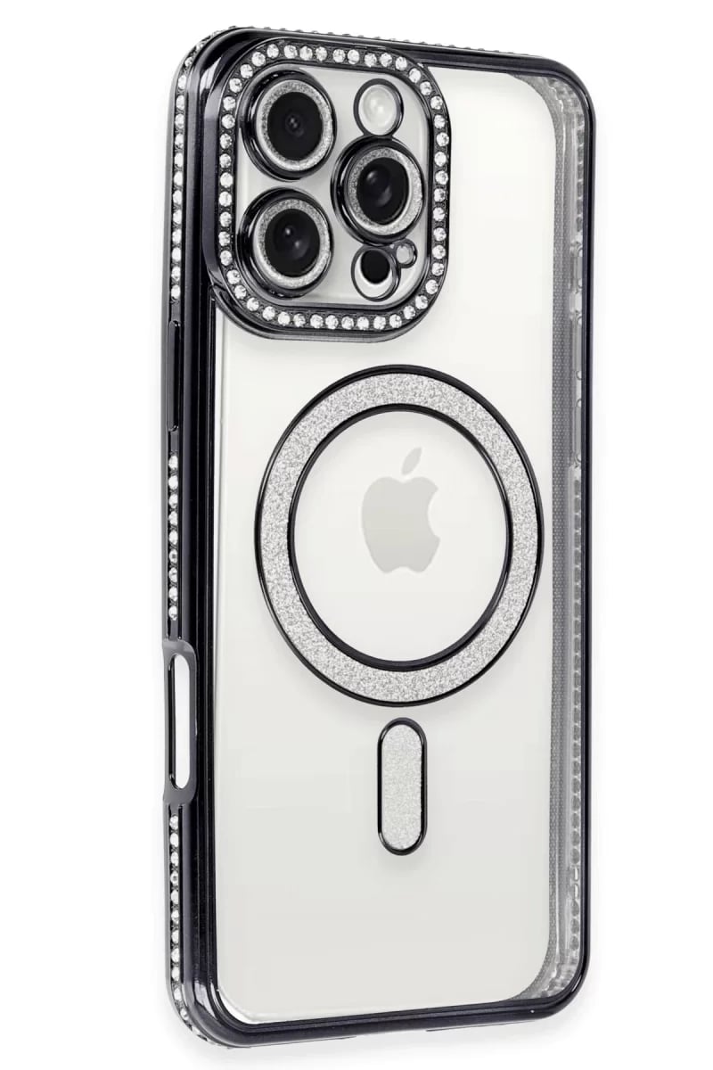 Apple iPhone 16 Pro Max Kılıf Joke Simli Magneticsafe Kılıf - Gri