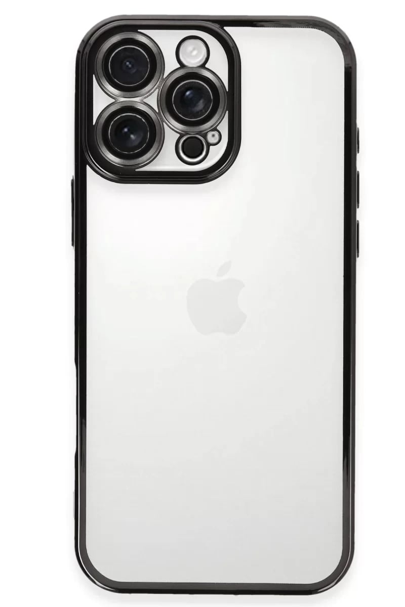 Apple iPhone 16 Pro Max Kılıf Lensli Silikon - Siyah
