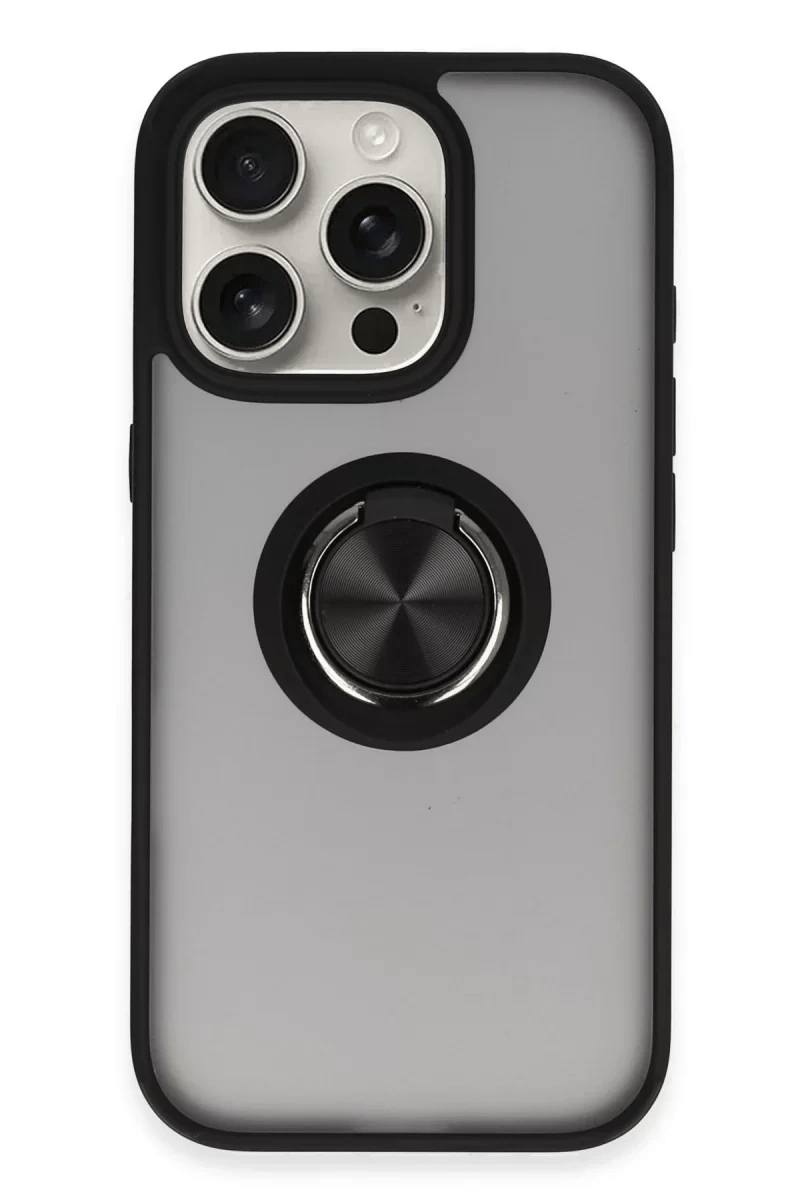 Apple iPhone 16 Pro Max Kılıf Montreal Yüzüklü Silikon Kapak - Siyah