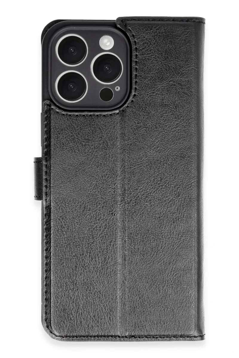 Apple iPhone 16 Pro Max Kılıf Trend S Plus Kapaklı Kılıf - Siyah