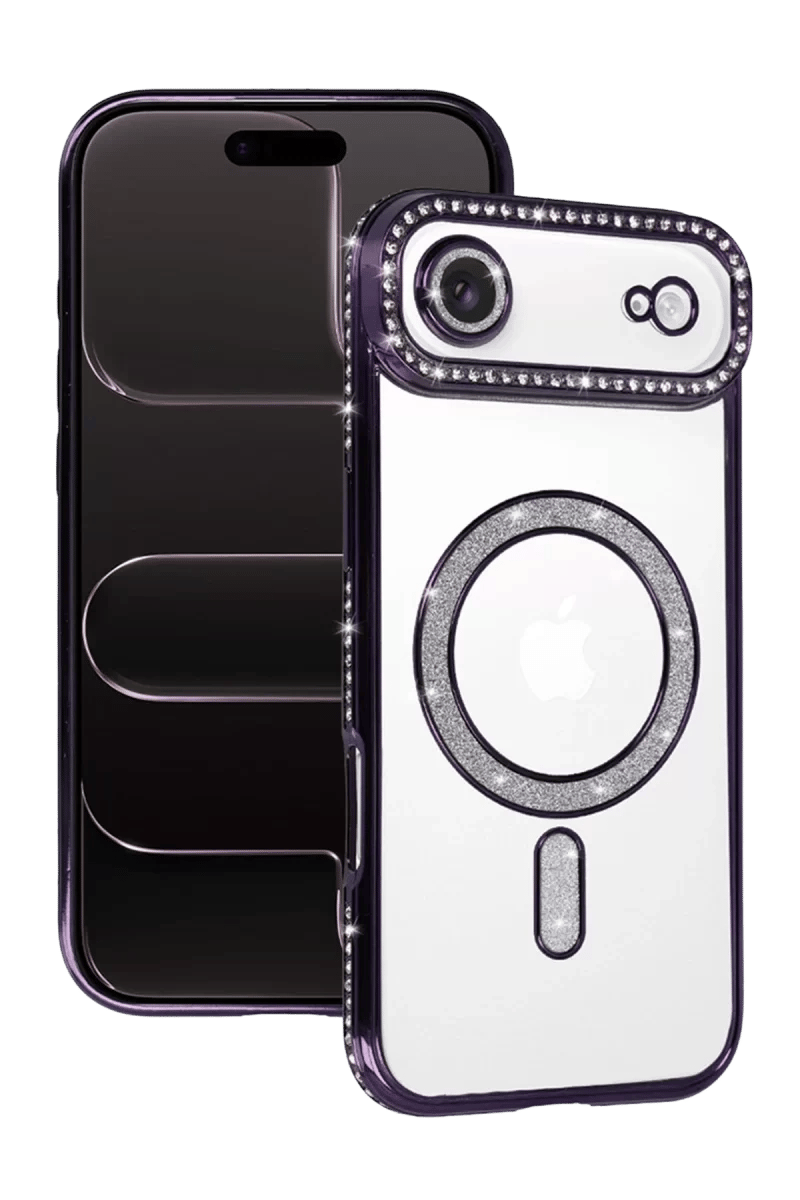 Apple iPhone 17 Air Joke Simli Magneticsafe Kılıf - Derin Mor