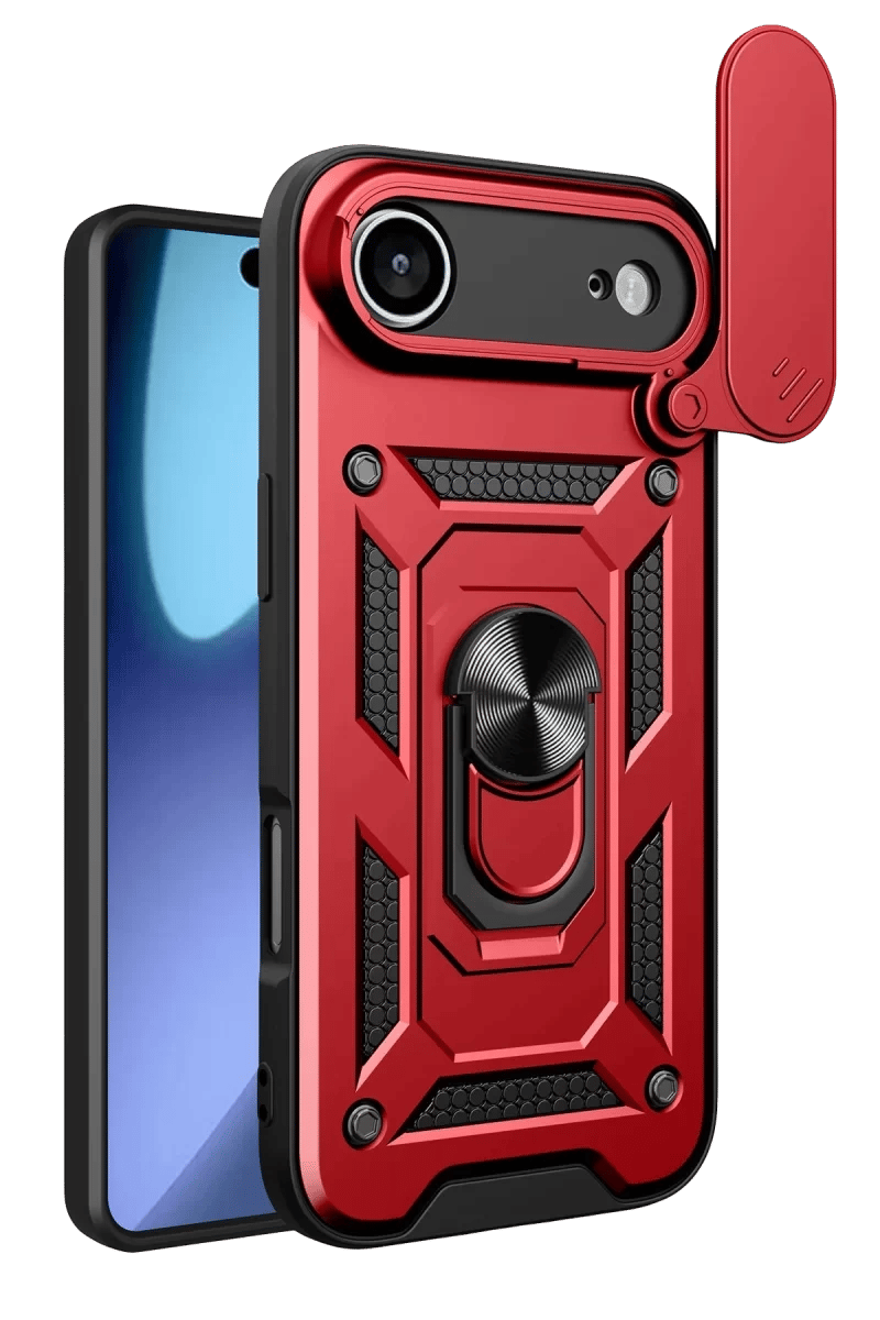 Apple iPhone 17 Air Pars Lens Yüzüklü Silikon - Kırmızı