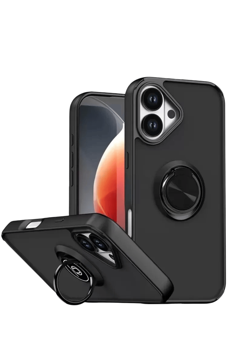 Apple iPhone 17 Montreal Yüzüklü Silikon Kapak - Siyah