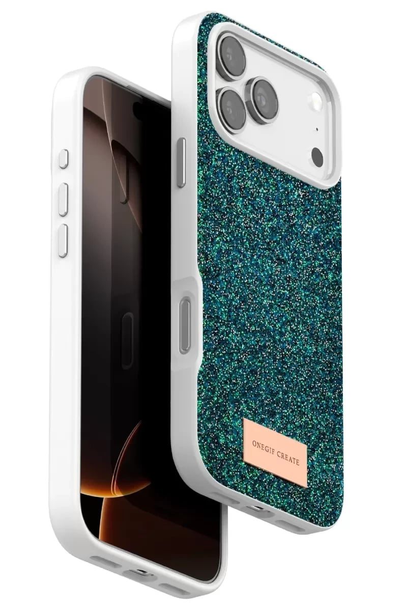 Apple iPhone 17 Pro Bright Simli Kapak - Koyu Yeşil