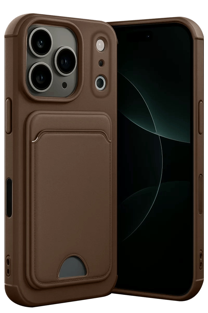 Apple iPhone 17 Pro Kelvin Kartvizitli Silikon - Kahverengi