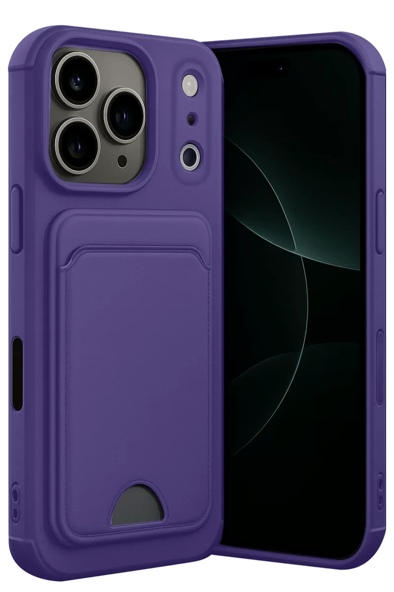 Apple iPhone 17 Pro Kelvin Kartvizitli Silikon - Derin Mor