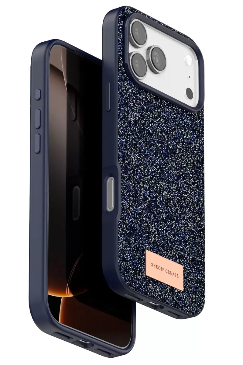Apple iPhone 17 Pro Max Bright Simli Kapak - Mavi