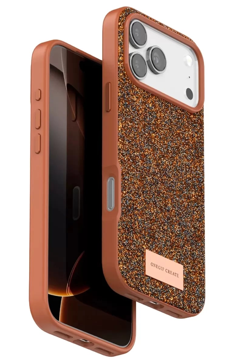 Apple iPhone 17 Pro Max Bright Simli Kapak - Turuncu