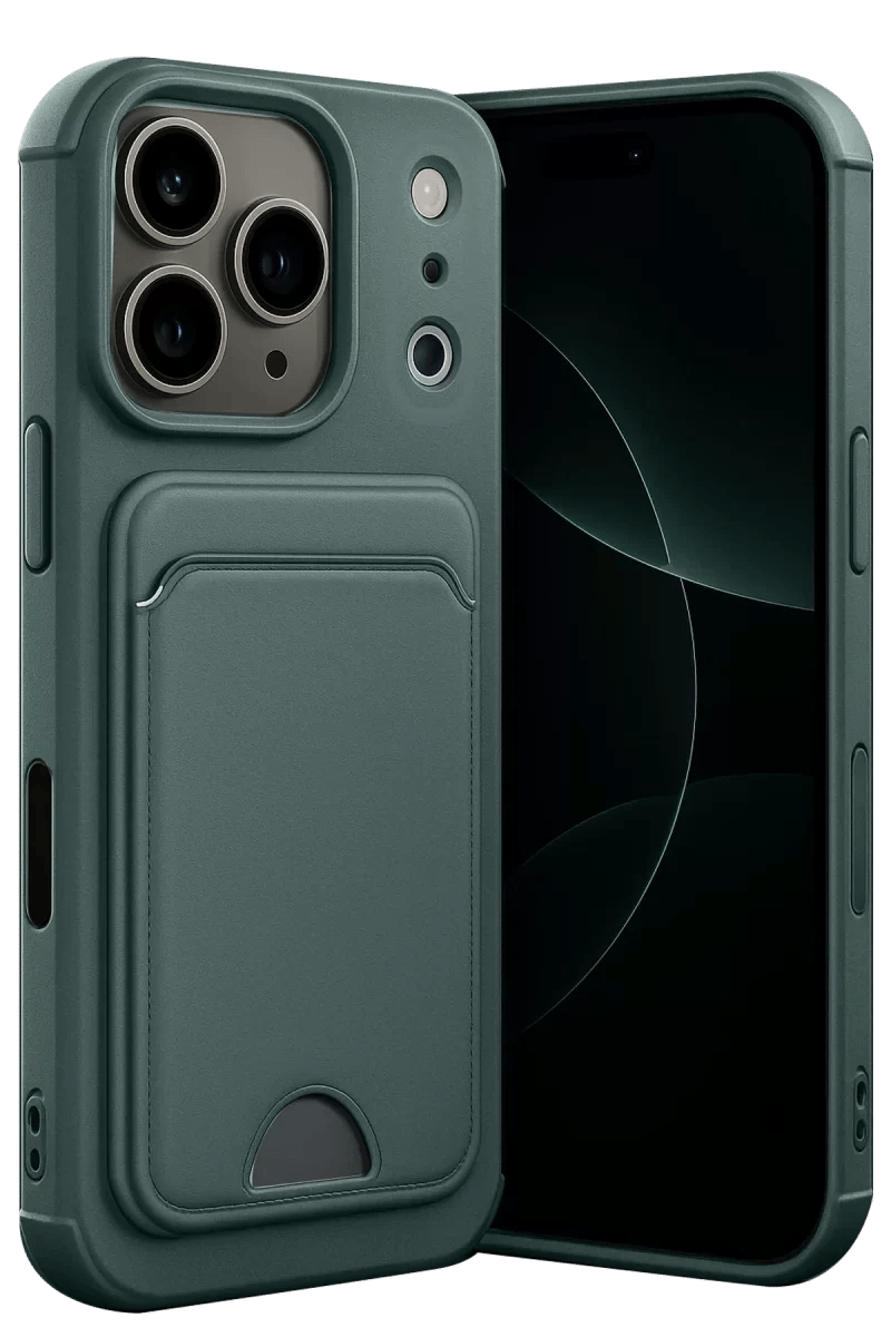 Apple iPhone 17 Pro Max Kelvin Kartvizitli Silikon - Koyu Yeşil