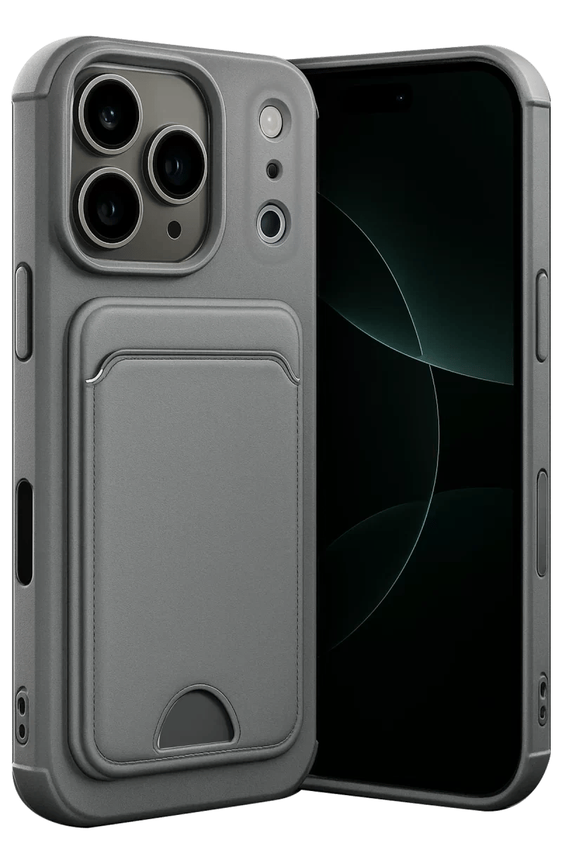 Apple iPhone 17 Pro Max Kelvin Kartvizitli Silikon - Gri