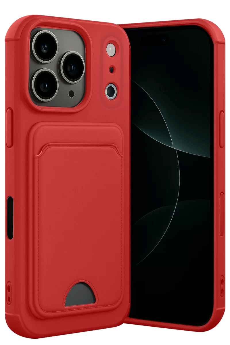 Apple iPhone 17 Pro Max Kelvin Kartvizitli Silikon - Kırmızı