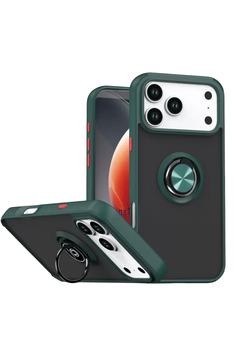 Apple iPhone 17 Pro Max Montreal Yüzüklü Silikon Kapak - Yeşil