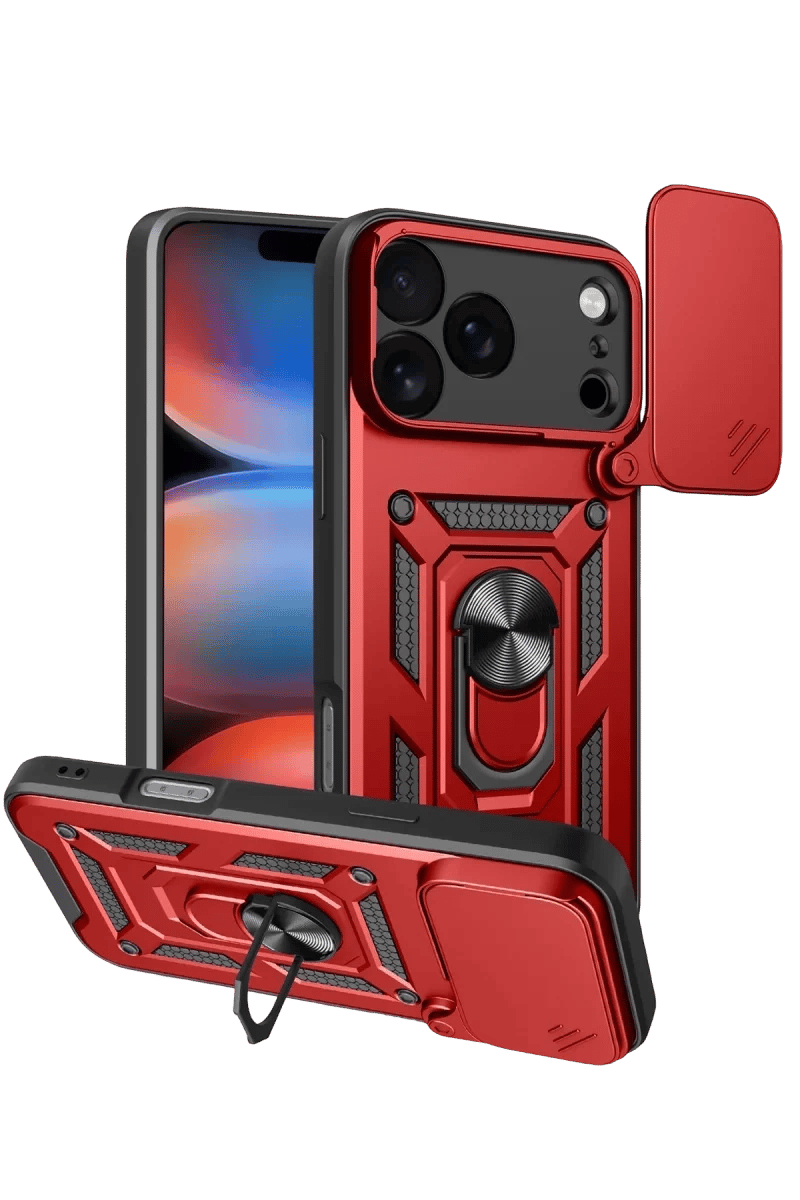 Apple iPhone 17 Pro Max Pars Lens Yüzüklü Silikon - Kırmızı