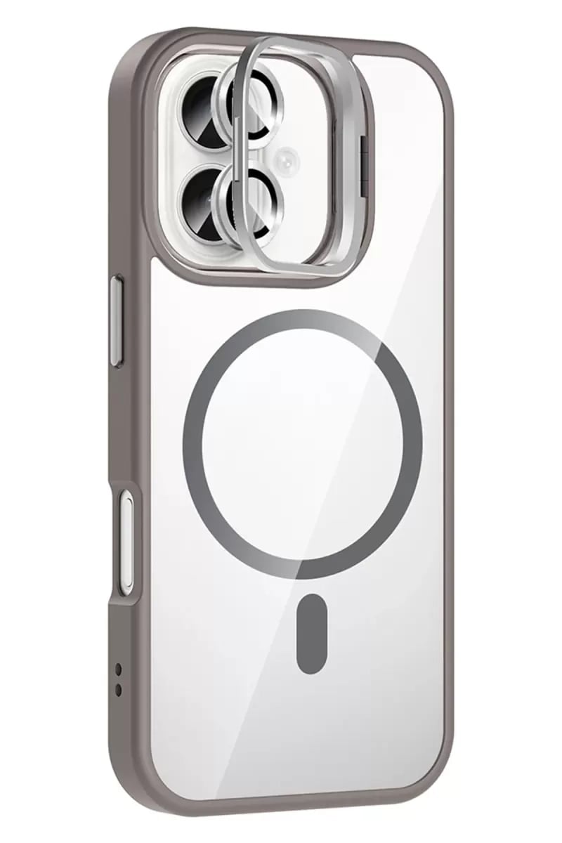 Apple iPhone 17 Remim Lensli Magsafe Standlı Kapak - Titan Gri