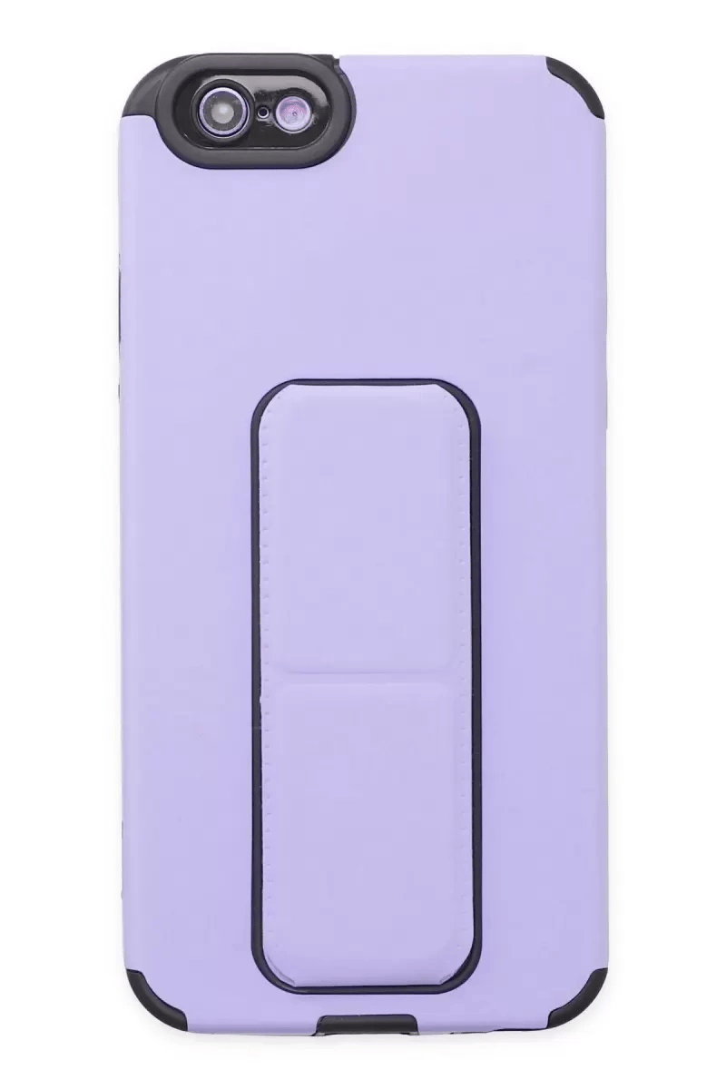 Apple iPhone 6 Kılıf Mega Standlı Silikon - Lila