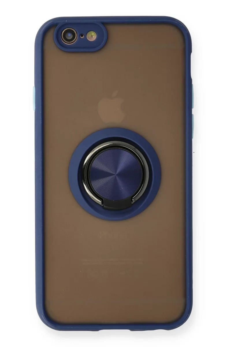 Apple iPhone 6 Kılıf Montreal Yüzüklü Silikon Kapak - Lacivert