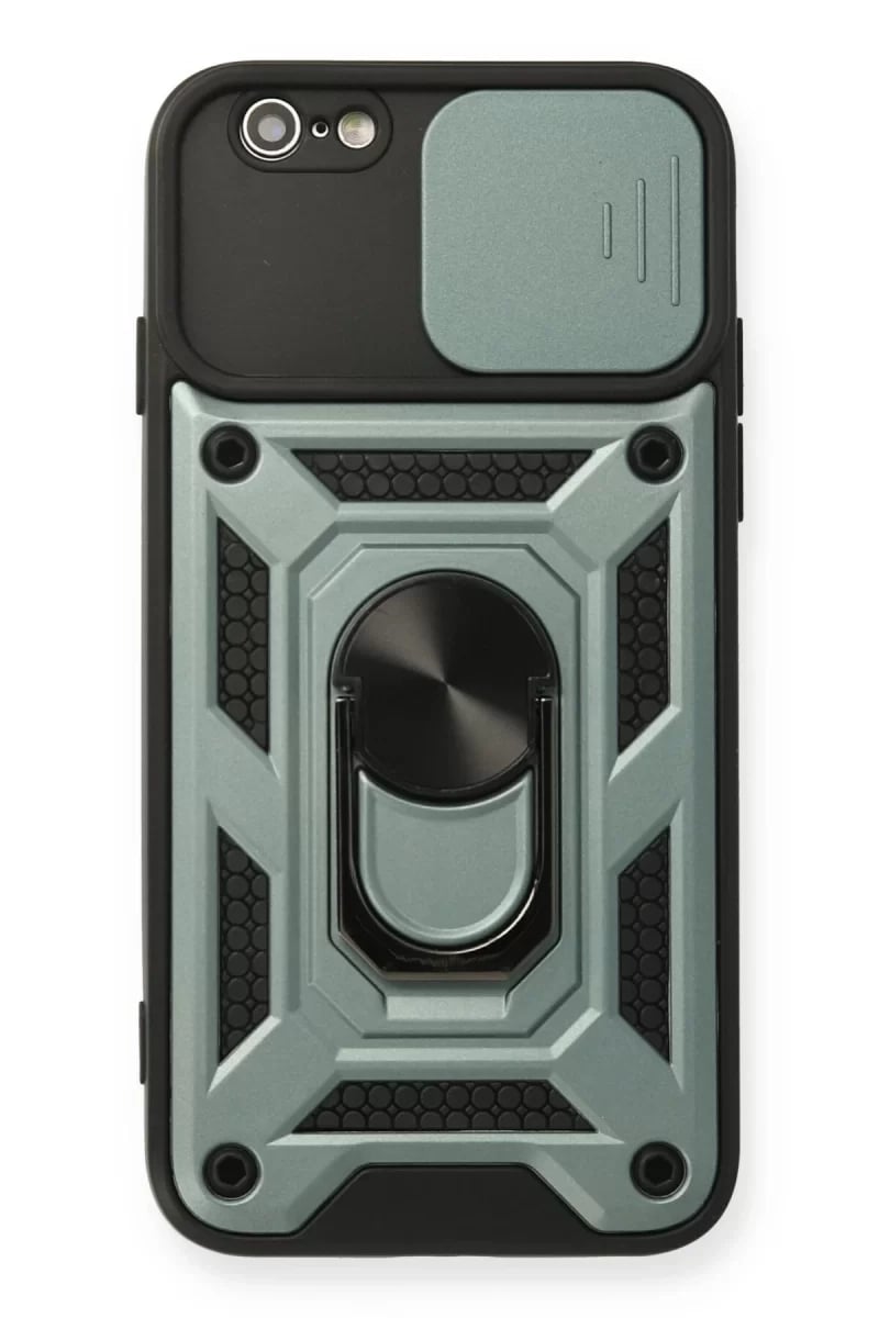 Apple iPhone 6 Kılıf Pars Lens Yüzüklü Silikon - Yeşil