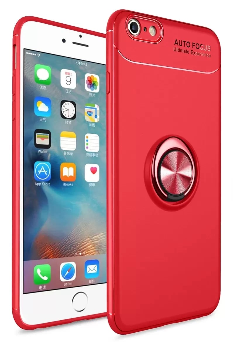 Apple iPhone 6 Kılıf Range Yüzüklü Silikon - Kırmızı