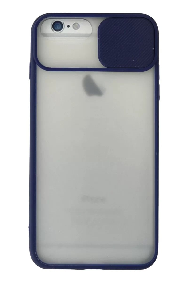 Apple iPhone 6 Plus Kılıf Palm Buzlu Kamera Sürgülü Silikon - Lacivert