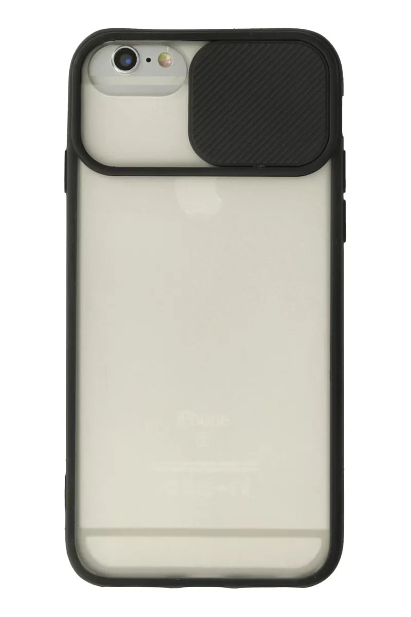 Apple iPhone 6 Plus Kılıf Palm Buzlu Kamera Sürgülü Silikon - Siyah