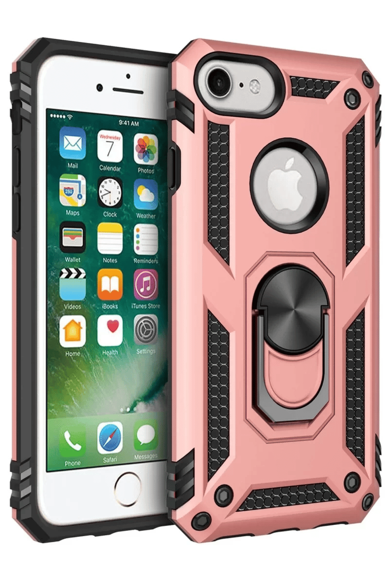 Apple iPhone 7 Kılıf Sofya Yüzüklü Silikon Kapak - Rose