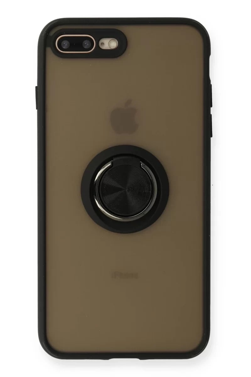 Apple iPhone 7 Plus Kılıf Montreal Yüzüklü Silikon Kapak - Siyah