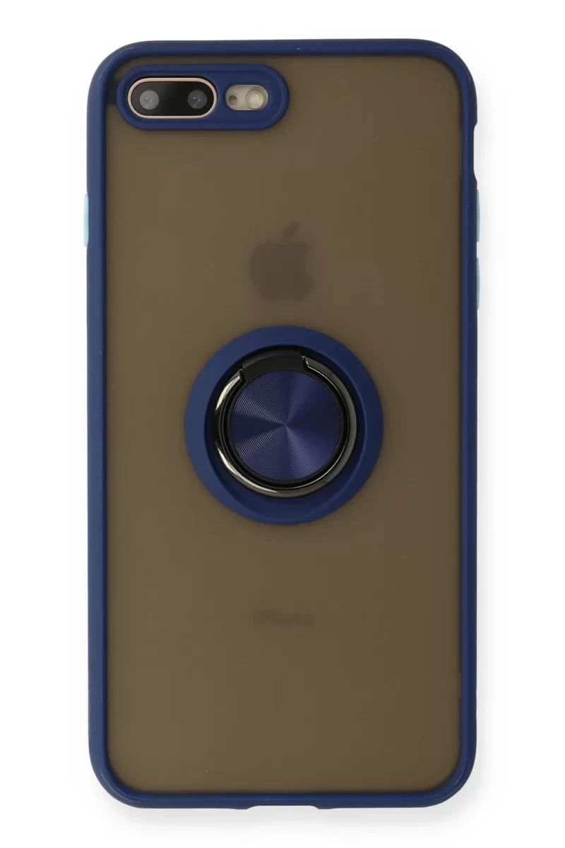 Apple iPhone 7 Plus Kılıf Montreal Yüzüklü Silikon Kapak - Lacivert
