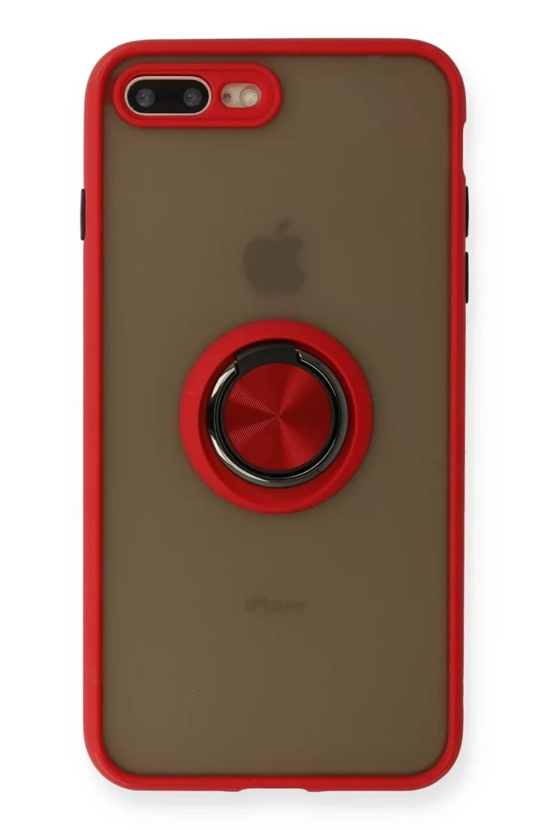 Apple iPhone 7 Plus Kılıf Montreal Yüzüklü Silikon Kapak - Kırmızı