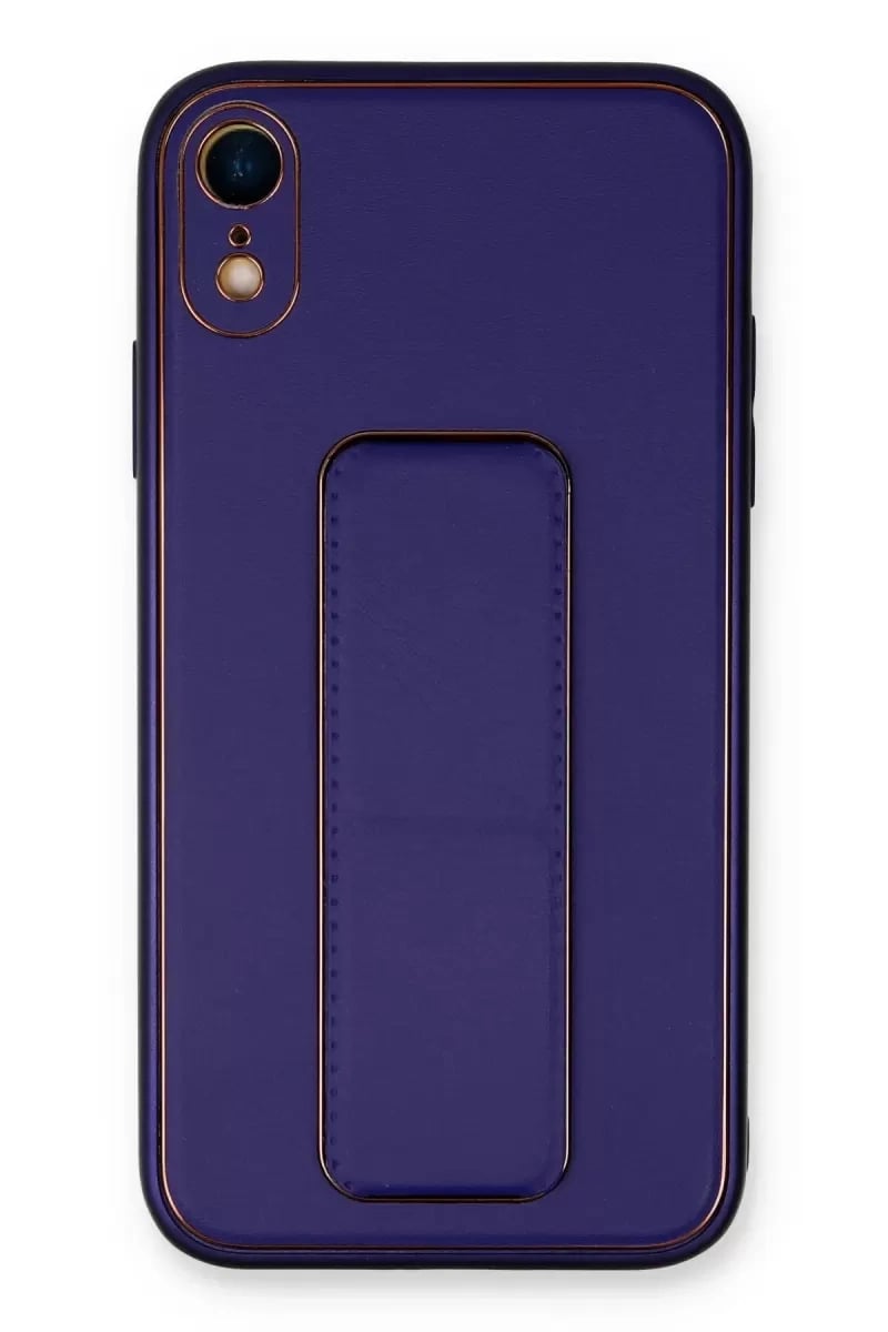 Apple iPhone XR Kılıf Coco Deri Standlı Kapak - Mor