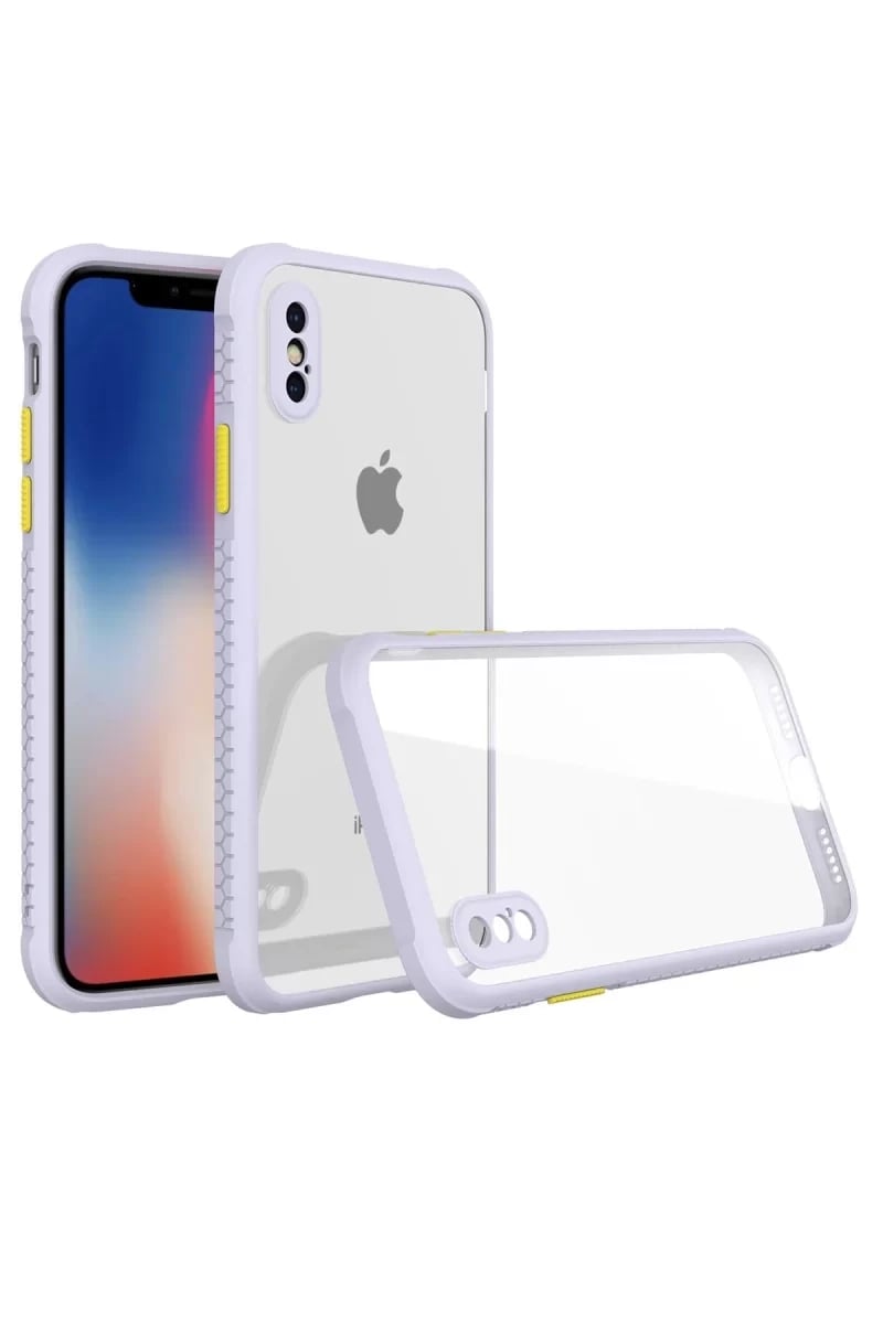 Apple iPhone XS Max Kılıf Miami Şeffaf Silikon - Lila