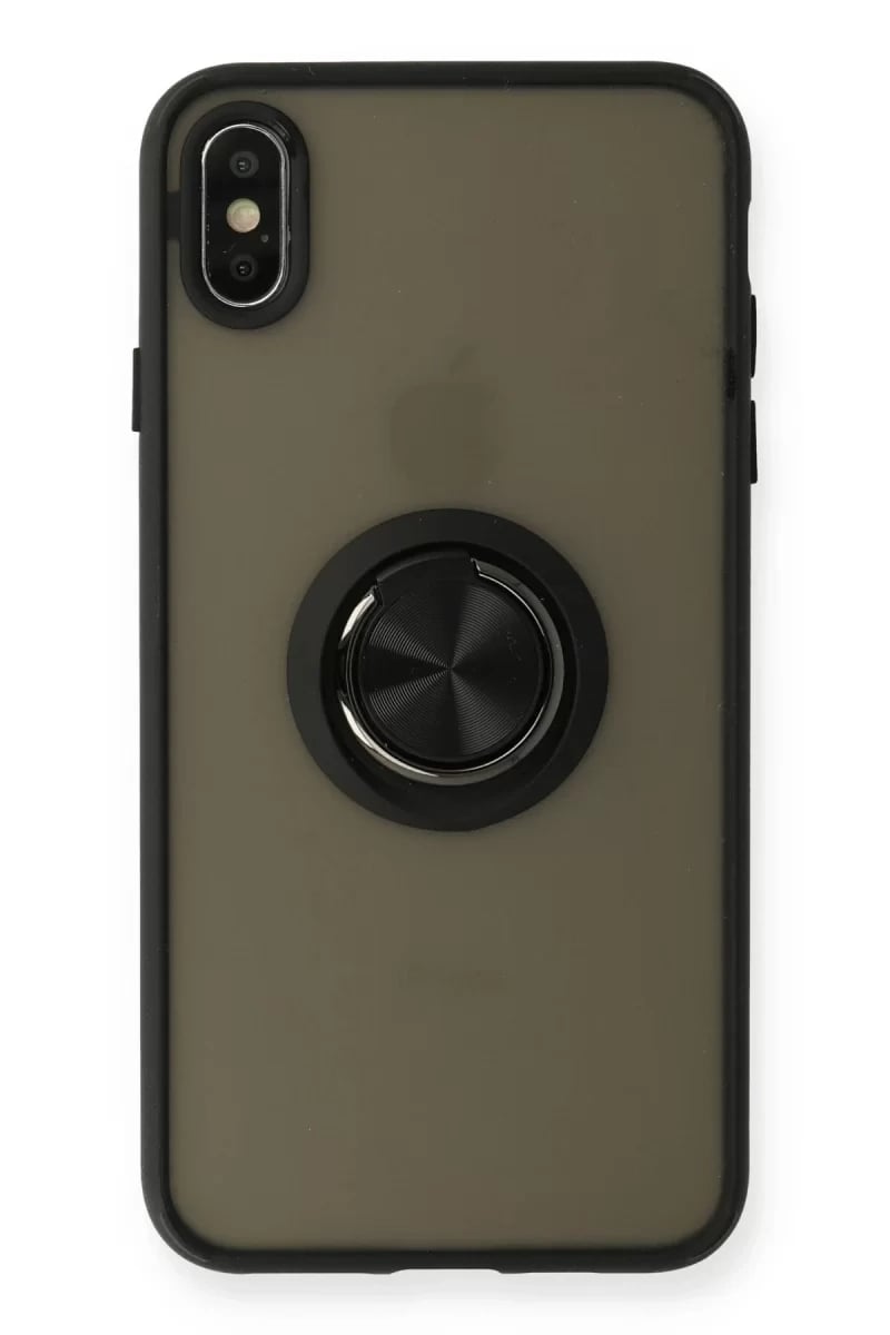 Apple iPhone XS Max Kılıf Montreal Yüzüklü Silikon Kapak - Siyah