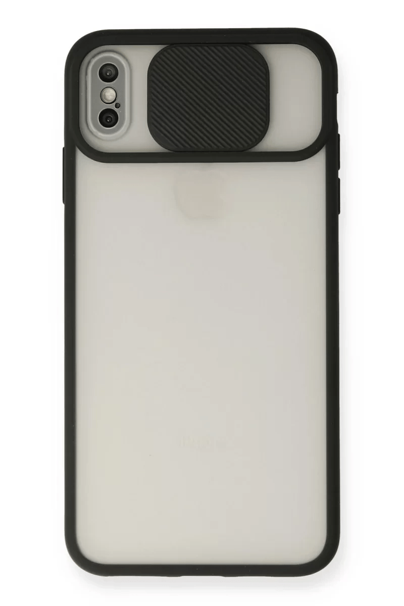 Apple iPhone XS Max Kılıf Palm Buzlu Kamera Sürgülü Silikon - Siyah