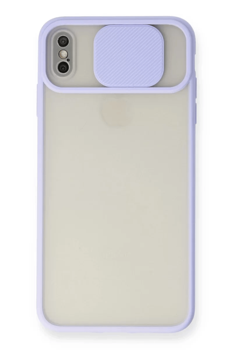 Apple iPhone XS Max Kılıf Palm Buzlu Kamera Sürgülü Silikon - Lila