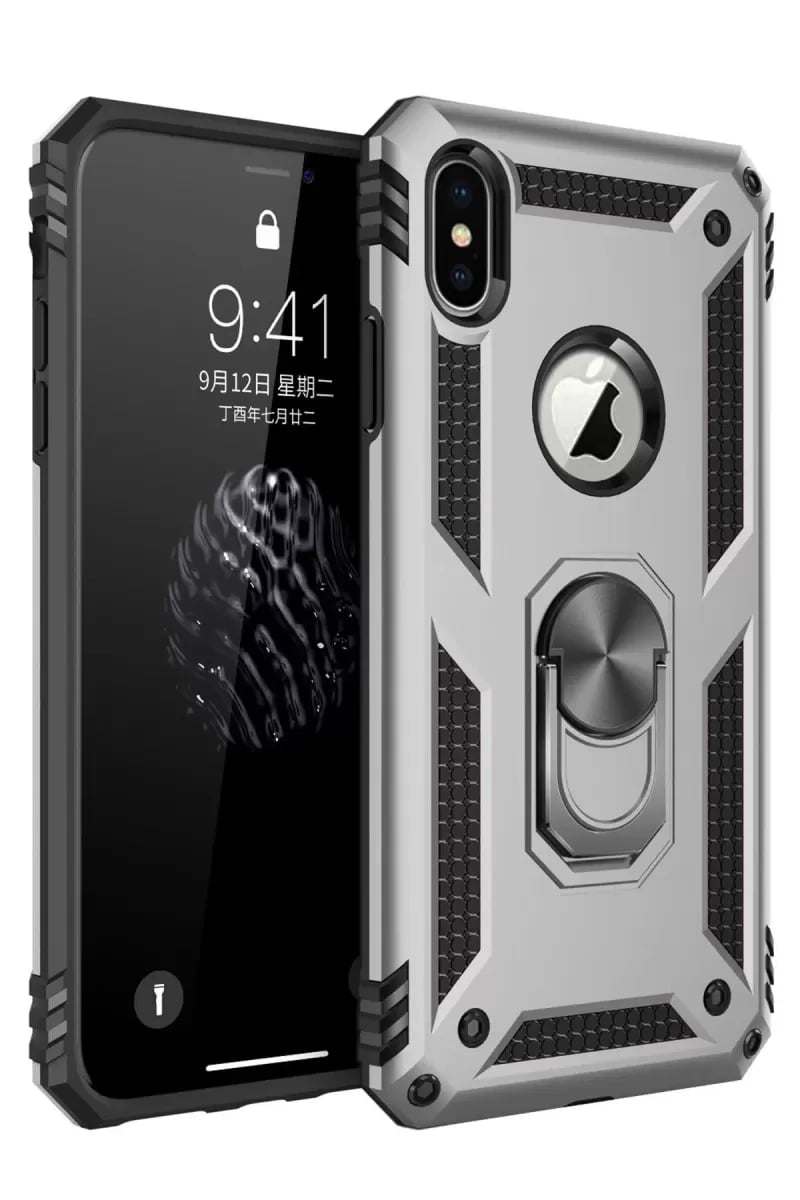 Apple iPhone XS Max Kılıf Sofya Yüzüklü Silikon Kapak - Gümüş