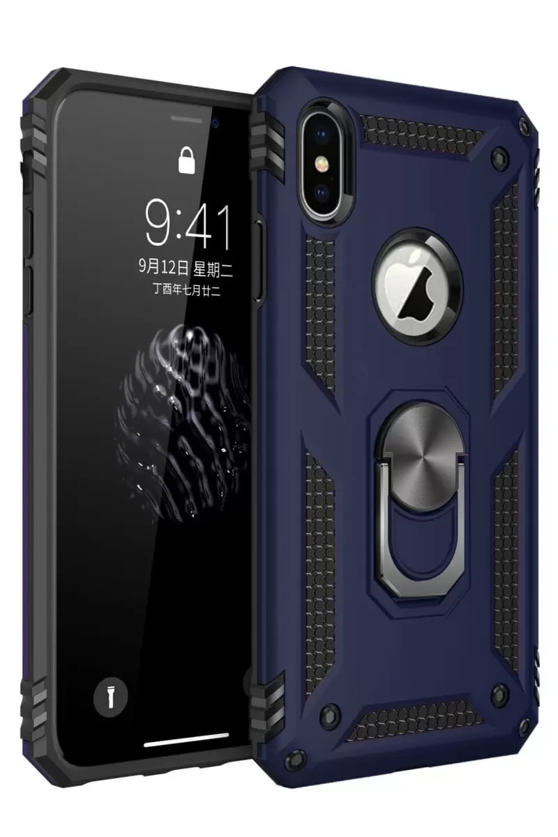 Apple iPhone XS Max Kılıf Sofya Yüzüklü Silikon Kapak - Lacivert